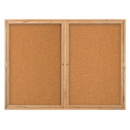 United Visual Products Double Door Indoor Enclosed Easy Tack Bo UV304EZ-GREEN-SATIN